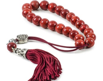 Natural Red Sponge Coral Gemstone Greek Komboloi Worry Beads|23+1 beads|10mm