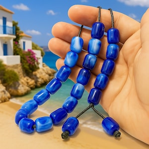 Blue White Greek Komboloi Quality Acrylic Worry Beads Anti Stress Relieve Beads Anxiety Beads