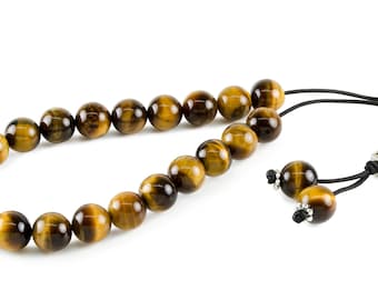 Tiger's Eye Gemstone Greek Worry Beads Komboloi|Prayer Beads|Metal Spacer Anti Stress Anxiety Beads