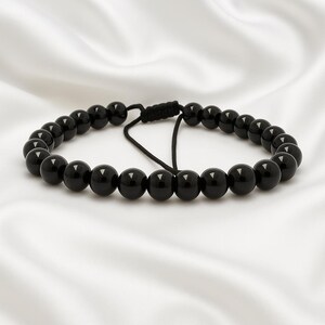 Bracelet réglable en tourmaline noire pour homme et femme, pierres précieuses protectrices pour la guérison image 5