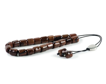 Brown Obsidian Greek Komboloi Worry Beads|21+2 Beads 12x11mm