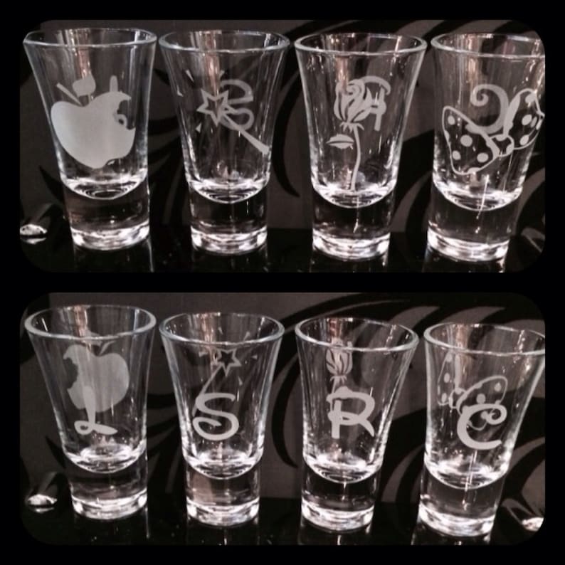 Personalised Disney Princess Shot Glasses. Set of 4 Totally Etsy