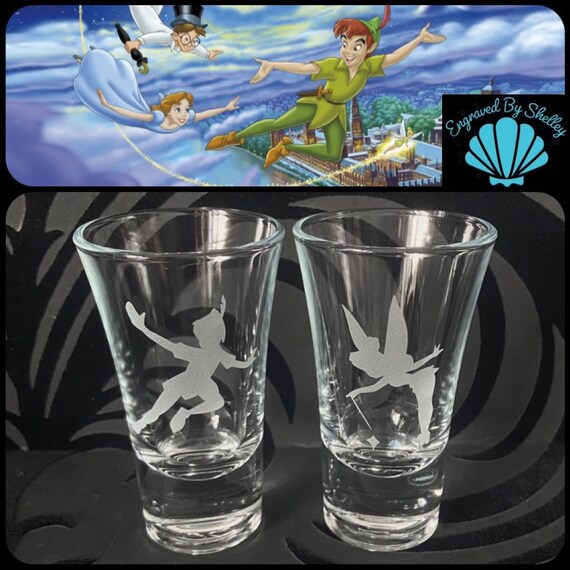 Peter Pan and Tinkerbell Shot Glasses. Set of 2 Totally Etsy UK