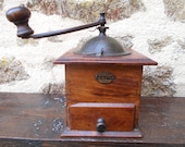 Vintage Coffee Grinder Japy Natural Wood French Coffee Mill Grinder