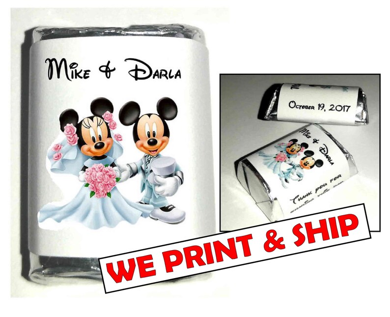 120 Disney Wedding Mickey And Minnie Favors Personalized Candy Etsy