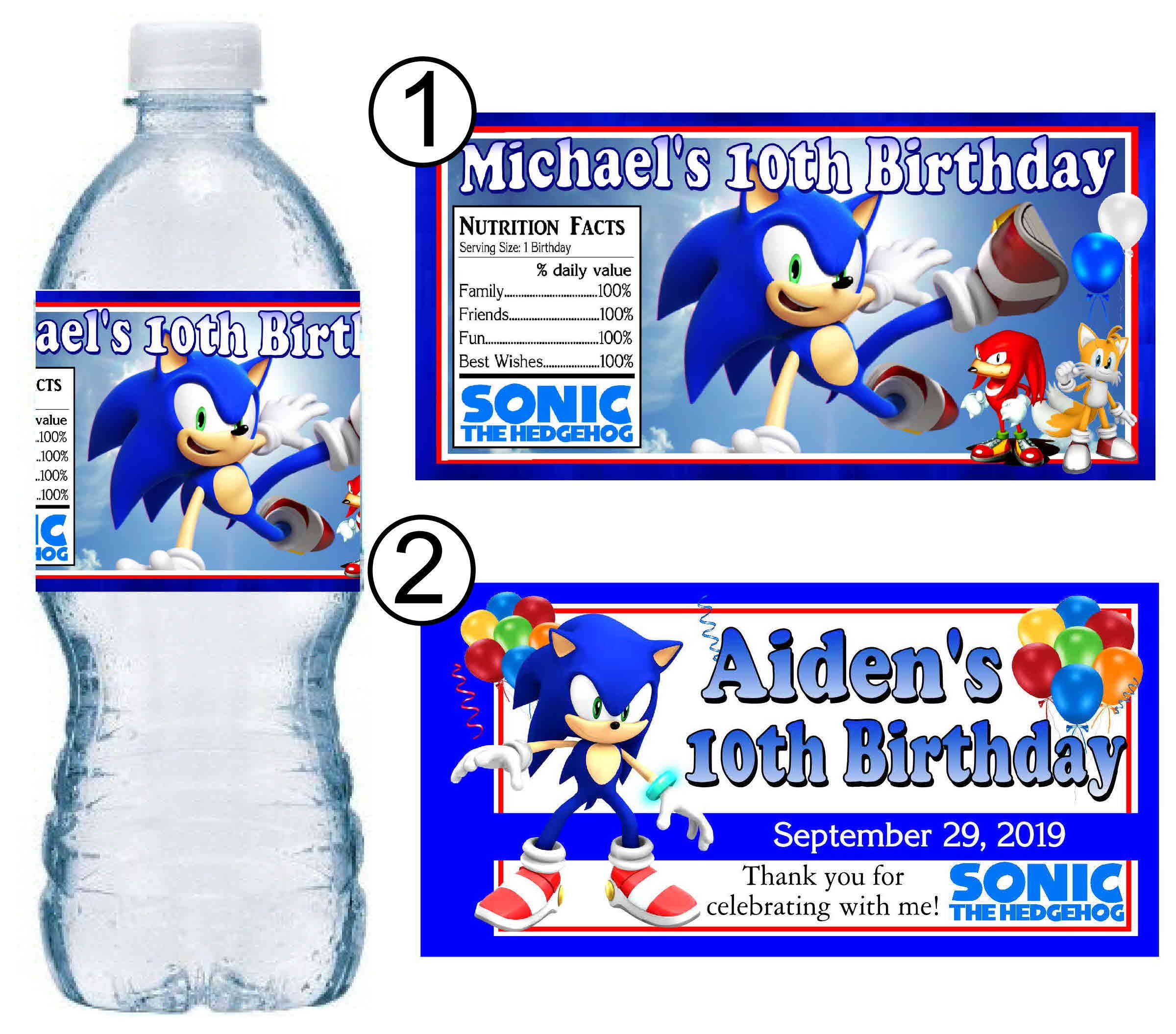 20 SONIC THE HEDGEHOG Birthday Party Favors Water Bottle Etsy