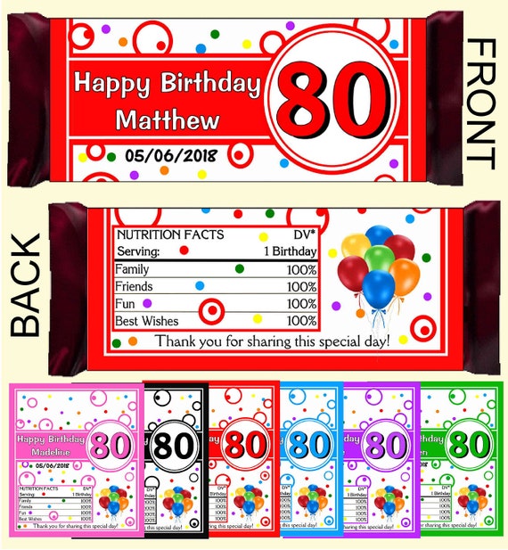 80th Birthday Candy Bar Poster