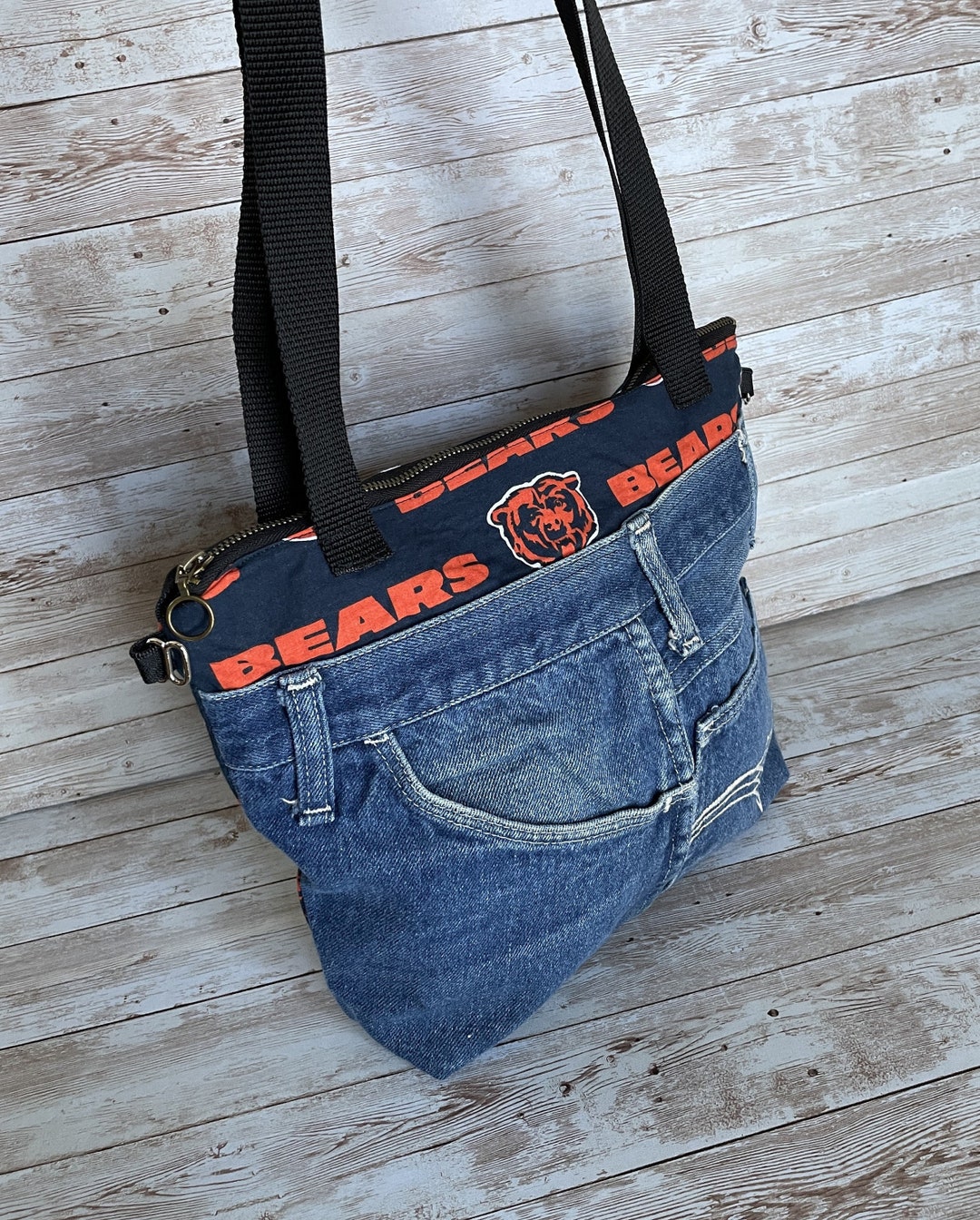 Chicago Bears and Denim Purse / Chicago Bears Purse / Bears Etsy
