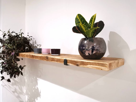Rustic Industrial Shelf And Raw Steel J Brackets - Reclaimed - Scaffold Shelf - Heavy Duty - Next Day Dispatch