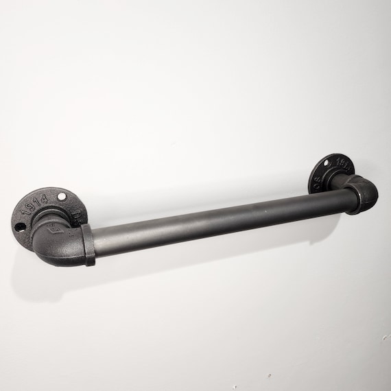 Industrial Steel Tube Towel Rail | Wall Mounted Towel Holder | Handmade Bathroom Hardware | UK Made Rustic / Modern Decor