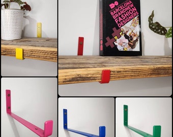 Colourful Steel Shelving Brackets - J Brackets - Heavy Duty - Variety Of Sizes And Colours - Powdercoated - DIY Shelf Bracket