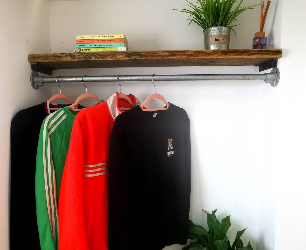 Industrial Style Galvanised Clothes Rail Hanging Rail Wardrobe Rail Wall to Wall Rail Alcove Pole FREE POSTAGE Next Day Dispatch