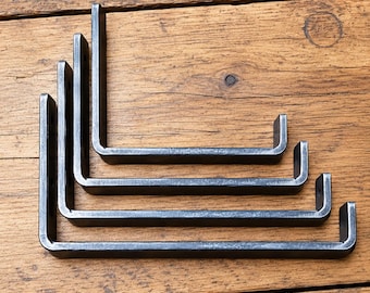 Industrial Shelf Brackets | Raw Steel J Brackets | Heavy Duty Metal Shelf Supports | Multiple Sizes | UK Made