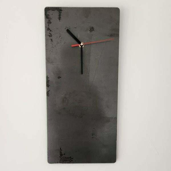 Raw Steel Wall Clock - Rectangle Clock - Metal Clock - Industrial Clock - Time Piece