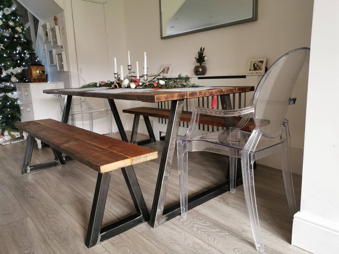 Barn Rustic Table Legs Urban Industrial Rustic Table / Legs Reclaimed Scaffold Board Top and ...