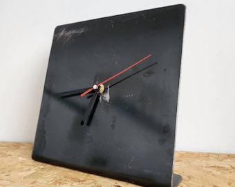 Raw Steel Standing Clock | Industrial Square Metal Timepiece, UK Handmade Rustic Decor