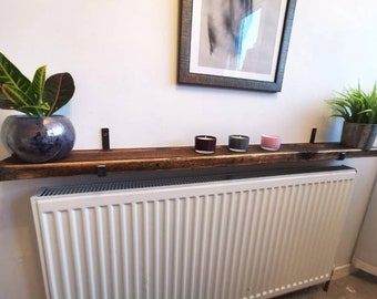 Mensola Per Radiatore MKGT In Legno Massello 80 Cm - Fissa Senza Trapani, Rustica, Per Corridoio