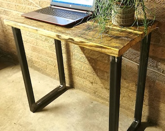 Industrial Raw Steel and Reclaimed Scaffold Board Desk