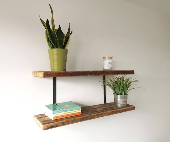 Double Shelf Bracket - Shelving Bracket - Industrial Raw Steel Bracket - Metal Shelf Bracket - Heavy Duty - Variety Of Sizes