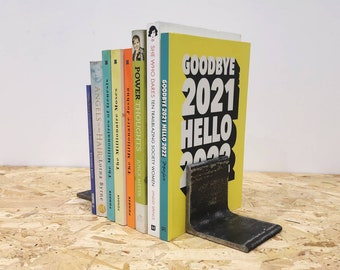 Industrial Bookends – Metal Bookends Angle Iron – Raw Steel Book Holders – Handmade UK – Free UK Delivery