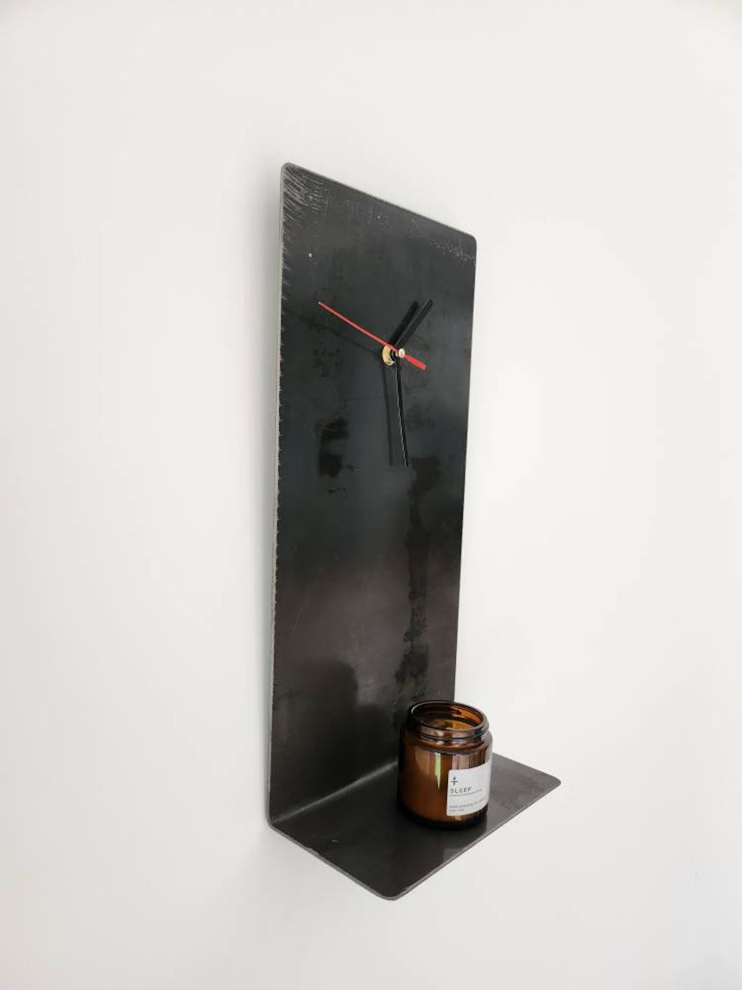 Raw Steel Wall Clock Shelf Metal Clock Shelf Metal Clock Etsy
