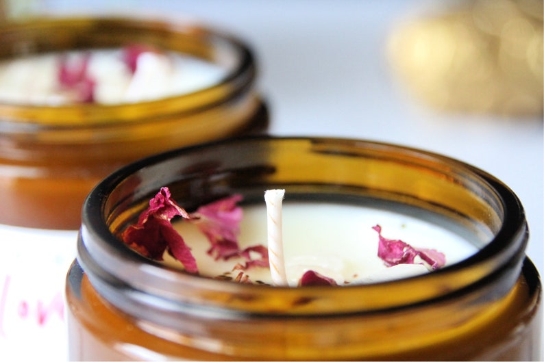 Love Spell Candle Dried Herb and Rose Quartz Ritual Candle Etsy