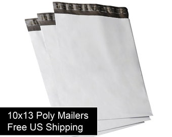 10x13" Poly Mailers, White Shipping Bags, Self-Adhesive - FREE US SHIPPING