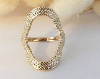 Bague ovale ajourée en plaqué or cadeau pour femmes