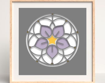 Floral SVG Layered | 3D Geometric Flower Template for Cricut & Silhouette | Paper Craft Digital Download