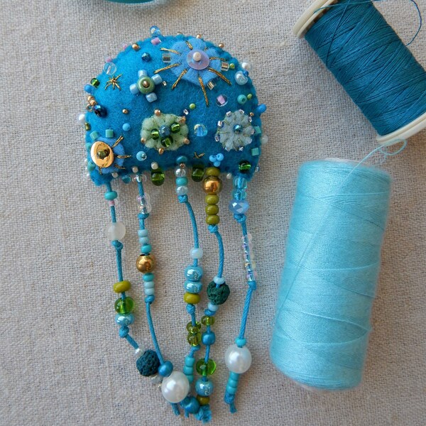 Turquoise jellyfish.Cute jellyfish magnet.Handmade jellyfish magnet.Handmade in Cyprus.