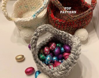 Crochet Bunny Basket Patterns/ Stash Busting Pattern