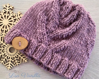 Sweet Song Beanie to Knit/ Knitting Pattern/ PDF Dowload/ Chunky Knit Hat Pattern