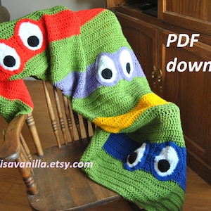 TMNT Blanket Crochet PATTERN/ Teenage Mutant Ninja Turtle/ PDF download