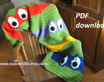 TMNT Blanket Crochet PATTERN/ Teenage Mutant Ninja Turtle/ PDF download
