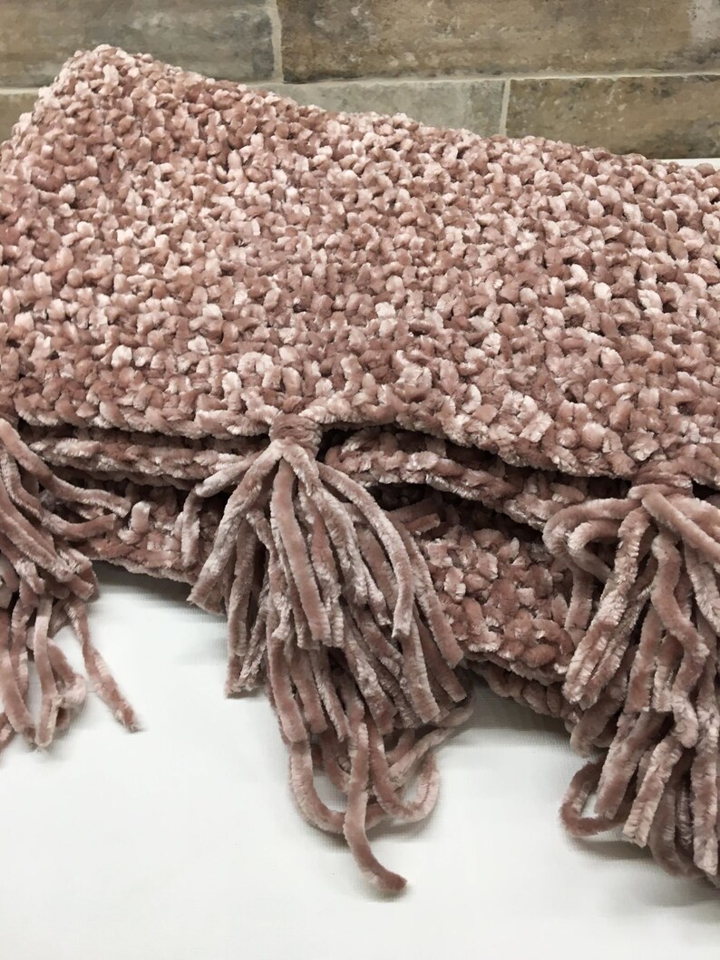 Baby Blanket With Fringe/ Tassel Blanket/ Knit in Velveteen Etsy