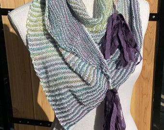 Asymmetrical Knit Scaarf/Wrap/Shawl/ Cotton Scarf/ Silk Tassels