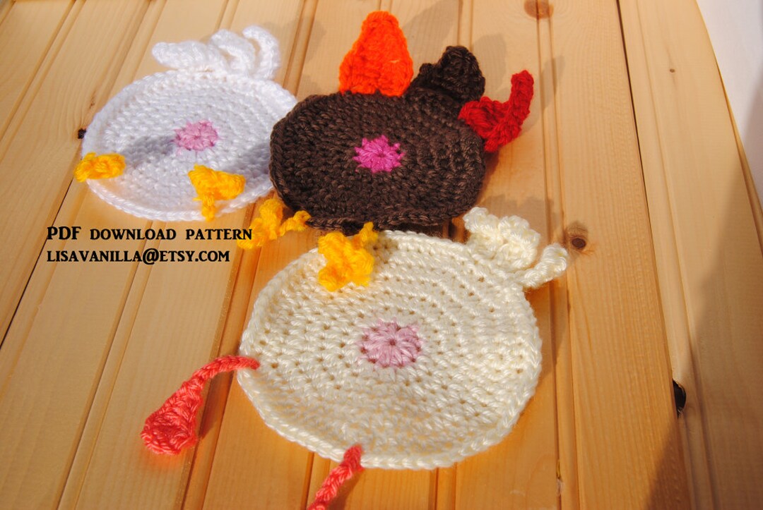 Mug Rug Pattern PDF to Crochet, Chicken, Turkey, Duckie - Etsy