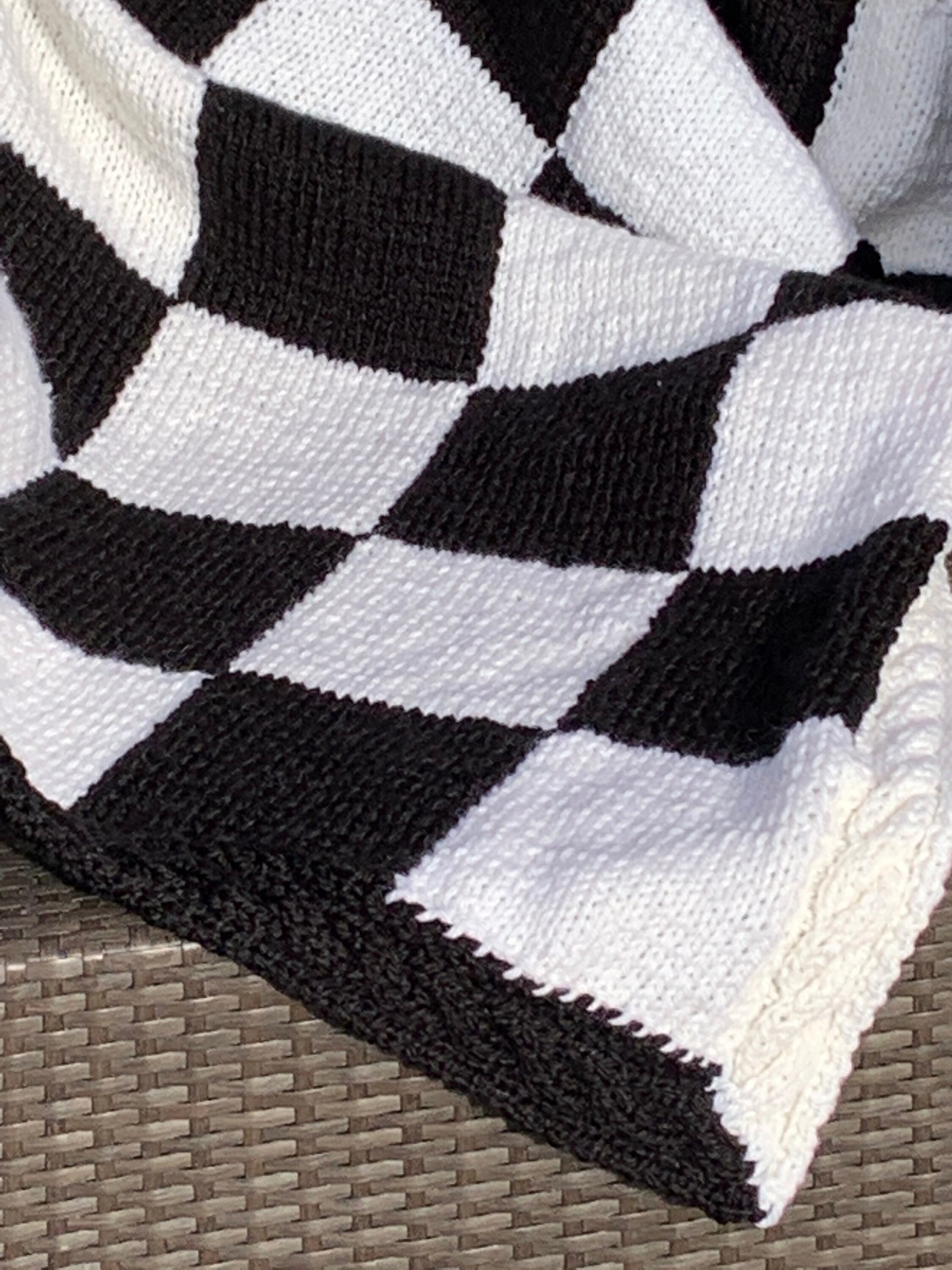 Checker Board Blanket Black and White Wednesday Knitted Blanket Toddler or Baby Blanket Etsy