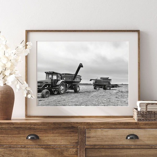 Modern Farm House Photography, Farm Pictures, Farm Photography, Farmhouse Gallery Wall, Fall Wall Art, Harvest Tractor Combine, Download