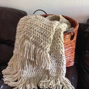 Super Chunky Hand Knit Blanket x Full Size x Rustic Farmhouse Home Decor x The Cascades Throw image 1