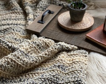 Super Chunky Knit Blanket x  Hand Crochet Throw x Home Decor x The Cascades Throw x Minimal Rustic Farmhouse