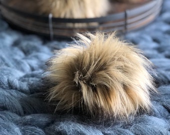 Fur Pom Pom For Hats x Handmade x Vegan Faux Fake x Assorted Colors + Sizes  x High Pile Long x Craft Supply