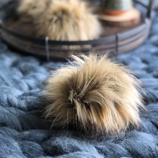 Fur Pom Pom For Hats x Handmade x Vegan Faux Fake x Assorted Colors + Sizes  x High Pile Long x Craft Supply