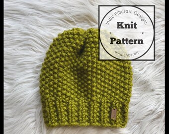 DIY KNITTING PATTERN // The Moss Beanie // Textured Slouchy // Toddler - Adult Sizes  // Chunky Super Bulky Knit Hat