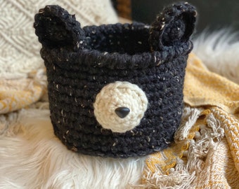 Bear Basket x Children Storage x Woodland x Nursery Decor x Black Bear x Adventure x Crochet Basket x Adirondack Mountains