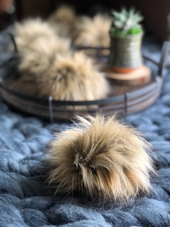 Faux Fur Pom Pom // Handmade  // Vegan // Assorted Colors + Sizes  // High Pile Long Fur Hat Topper // Craft Supply