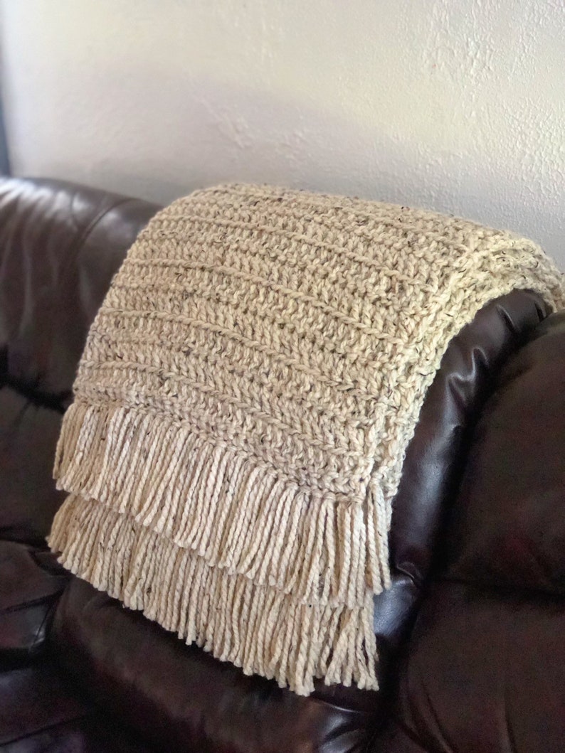 Super Chunky Hand Knit Blanket x Full Size x Rustic Farmhouse Home Decor x The Cascades Throw image 3