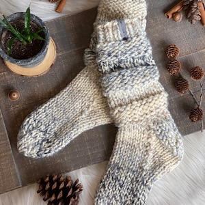Chunky Knit Slipper Socks x Hand Knit Winter Boot Socks x Cozy Wool legwarmers x The Alpine Slippers
