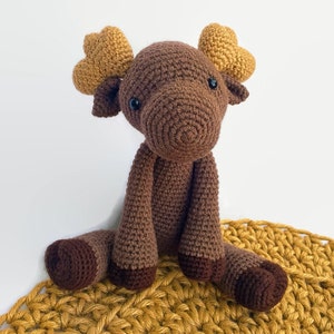 Moose Plush x Amigurumi Crochet Stuffed Animal x Woodland Nursery Toy x The Mellow Moose x Ready to Ship