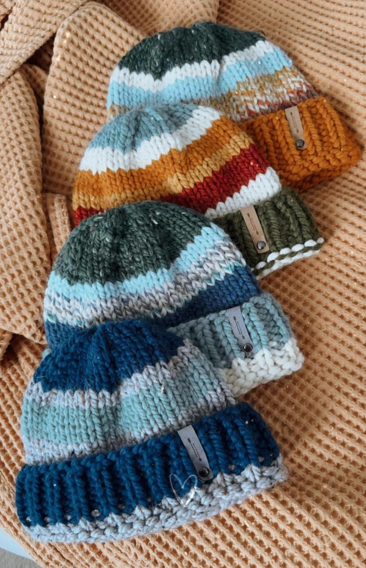 Handmade Chunky Knit Varsity Stripe Beanie | NWT STRIPED RIBBED BEANIE | Unisex | Chunky Knit | Super Bulky  main image 2
